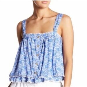 Free People | Blue Flowy Floral Tank